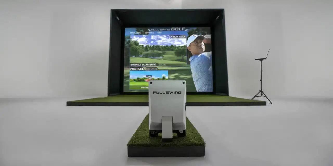 Full Swing golf simulator launch monitor set up for Canton mobile golf simulator rentals